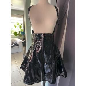 Women's Black PVC Suspender Skirt
